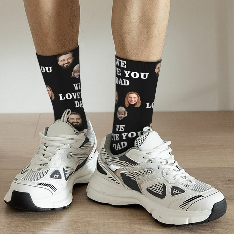 Personalized Face Socks Can be Added with Photos and Text as a Gift for Dad