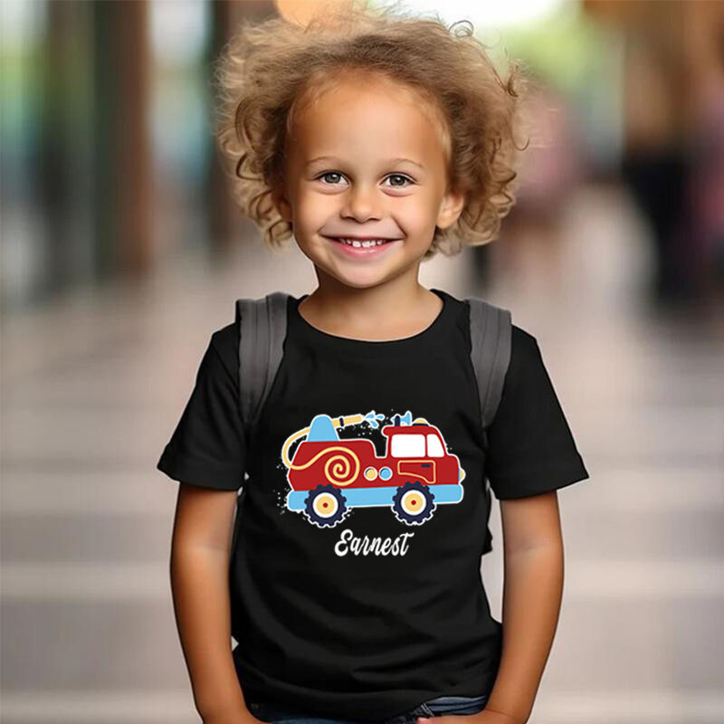 Personalized Children T-Shirt Custom Name Band Car Pattern Gift For Boys