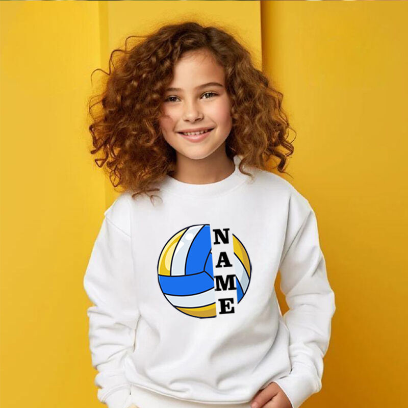 Personalized Children's Sweatshirts With Custom Name Tags And Volleyball Graphics For Sports Fanatics