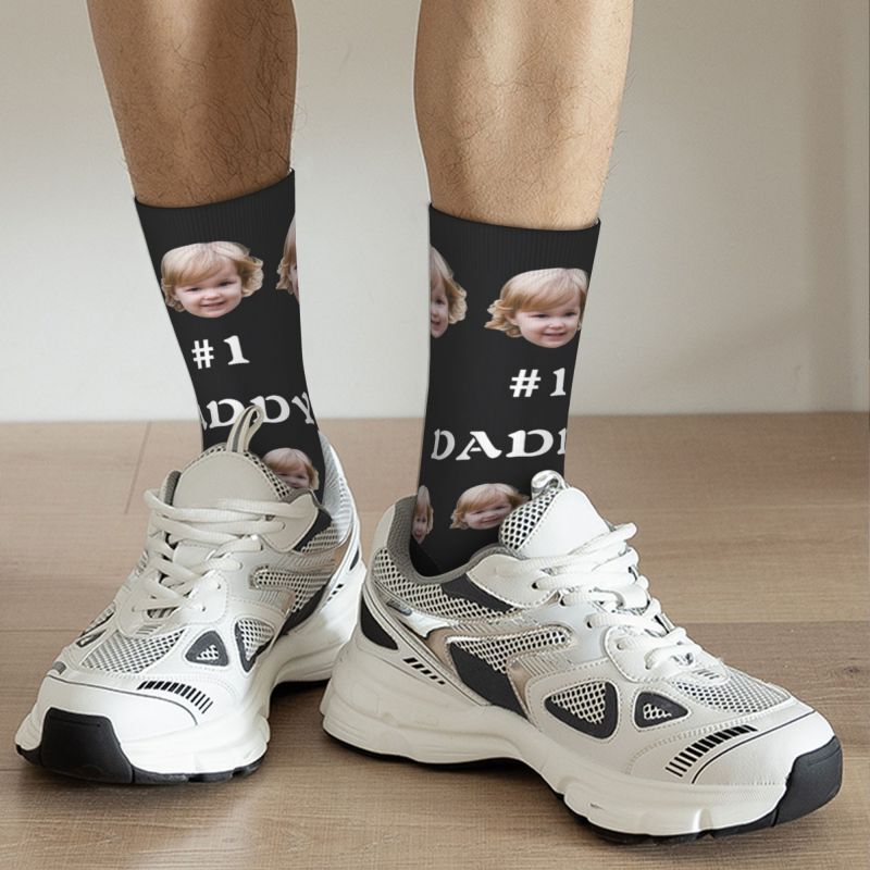 Personalized Face Socks with Child Photos Added as a Father's Day Gift