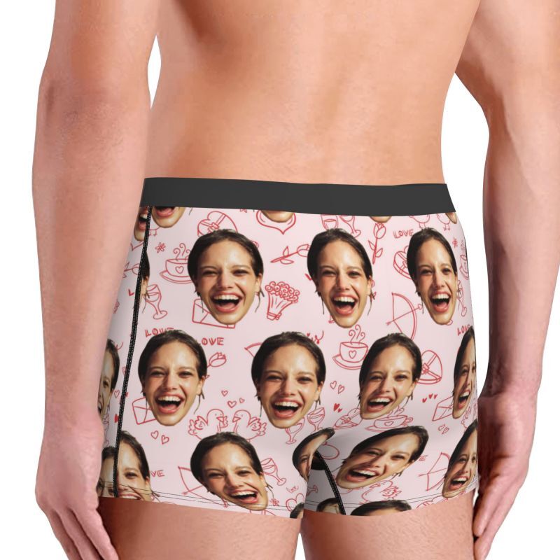 Personalized Photo Men's Underwear Boxer Briefs with Envelope Pattern Perfect Gift for Husband