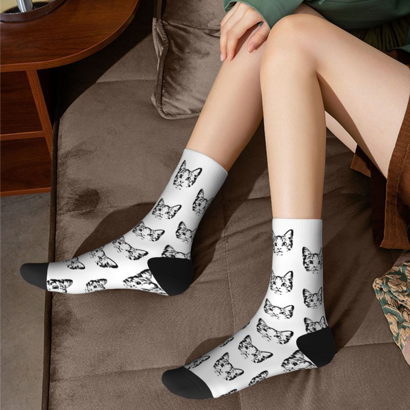 Personalized Face Socks Sketch Style Pet Minimalist Gift for Pet Owners