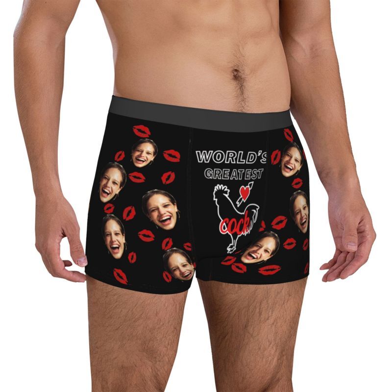 Personalized Photo Men's Underwear Boxer Briefs Creative Gift for Him "World's Greatest Cock"