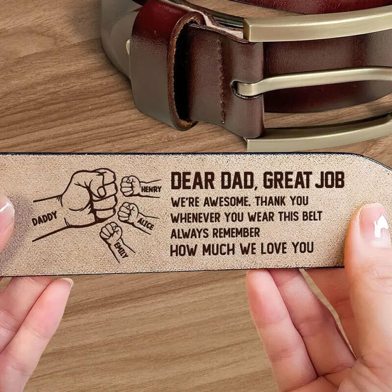 Custom Leather Belt Engraved Encouraging Words Men's Belts for Father's Day