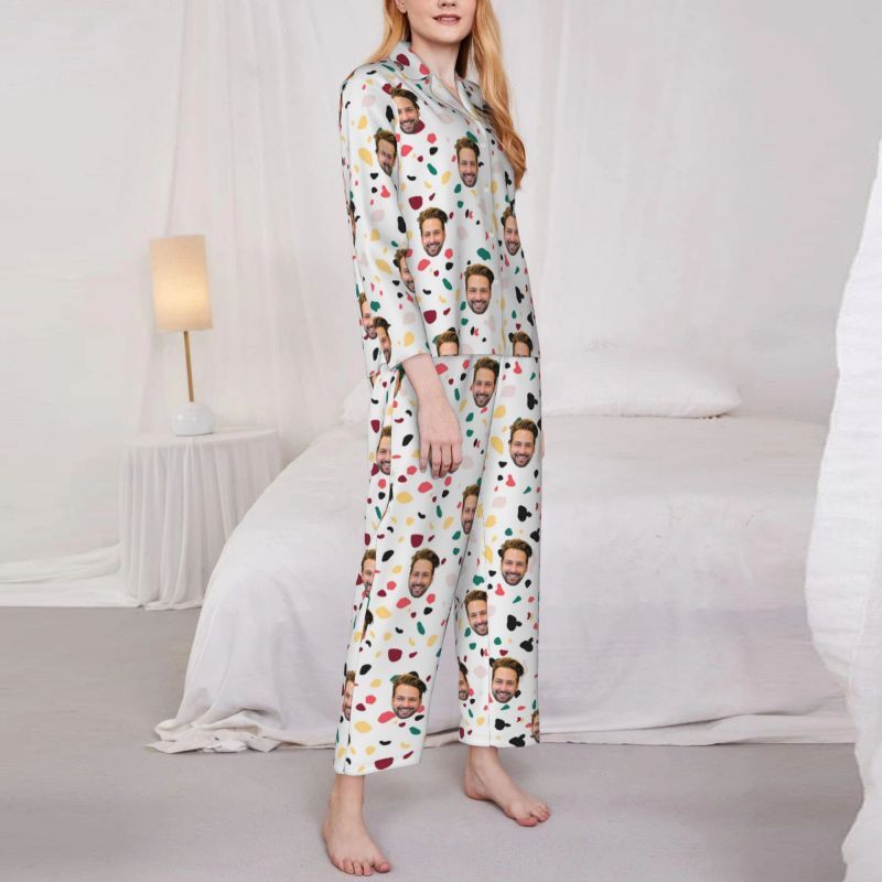 Personalized Pajamas Custom Photo Colorful Fragments Artistic Pattern Design Gift for Family