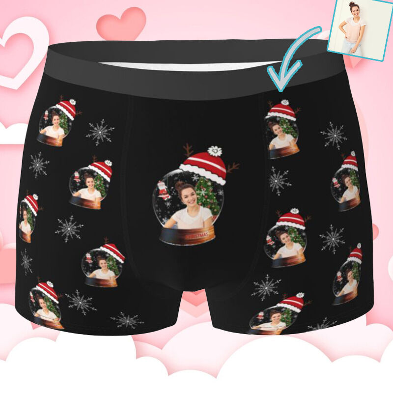 Personalized Photo Men's Underwear Boxer Briefs with Crystal Ball Pattern Exquisite Gift for Christmas