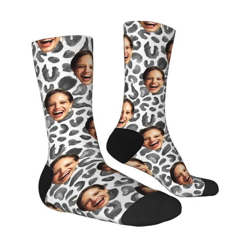 Personalized Face Socks with Cow Pattern as a Gift for Friends
