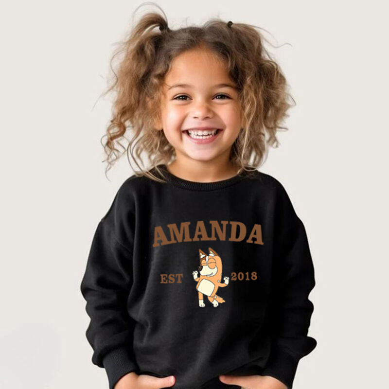 Personalized Children Sweatshirt Customized With Name And Year With Anime Pattern Special Gift For Girls