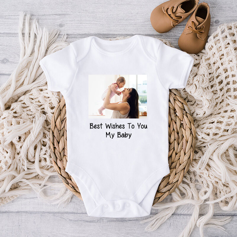 Personalized Baby Onesie Custom Photo Best Wishes To My Baby Unique Warm Baby Shower New Mom Gift