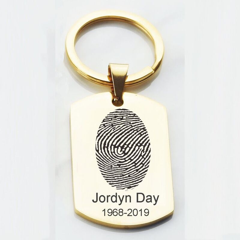 Personalized Fingerprint Key Chain With Your Own Words Engraved
