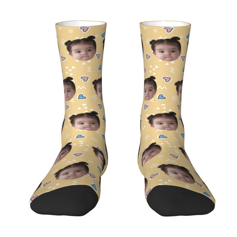 Customized Face Socks Printed with Children’s Photos for Mom