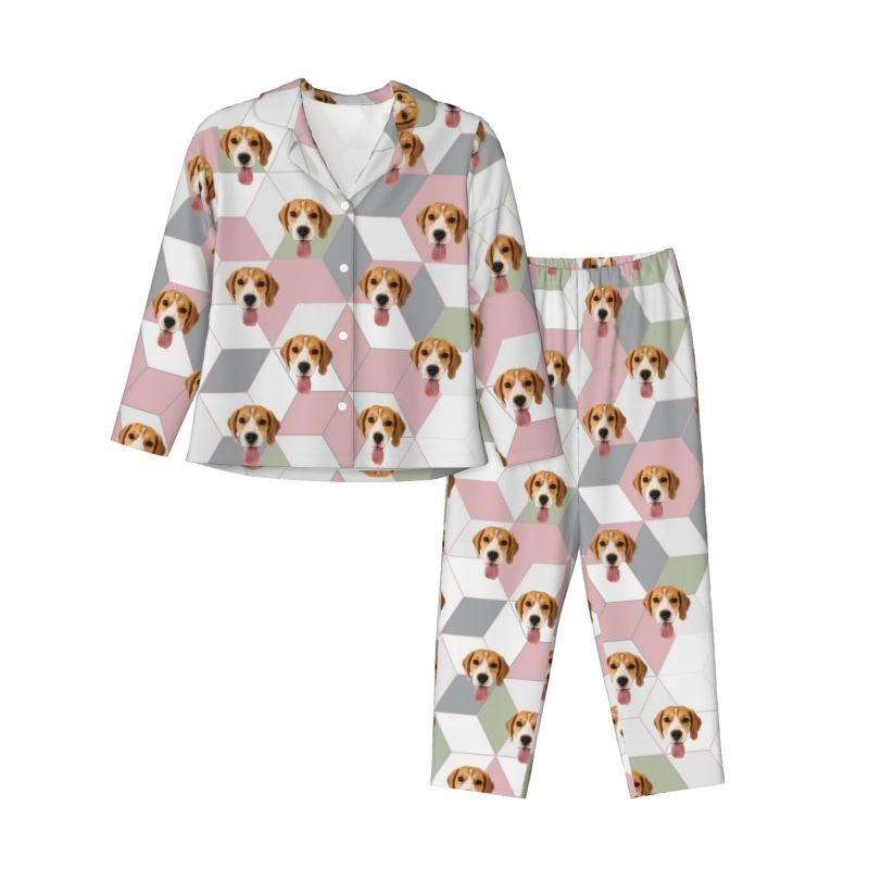 Personalized Pajamas Custom Pet Photo Simple and Elegant Geometric Pattern Design Gift for Her