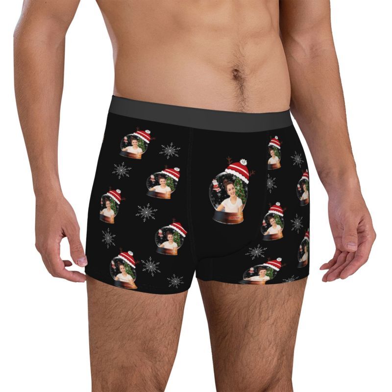 Personalized Photo Men's Underwear Boxer Briefs with Crystal Ball Pattern Exquisite Gift for Christmas