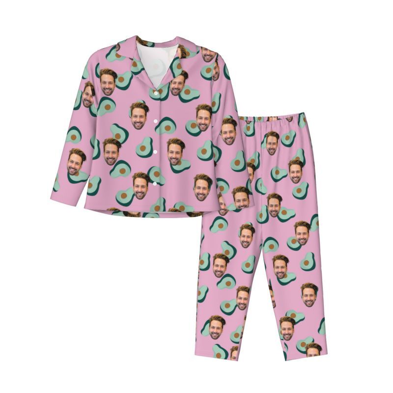 Personalized Pajamas Custom Photo and Color Avocado Pattern Design Creative Gift for Family Members