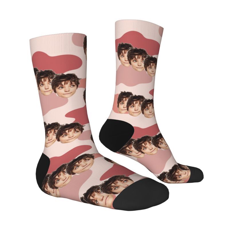 Custom Socks Colorful Cow Pattern Print Funny Three Face Photos
