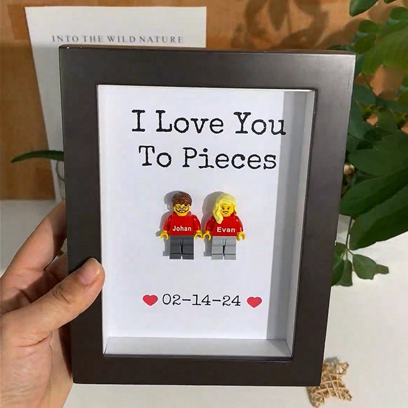 "I Love You To Pieces"Personalized Building Block Minifigure Frame Warm Valentine's Day Gift