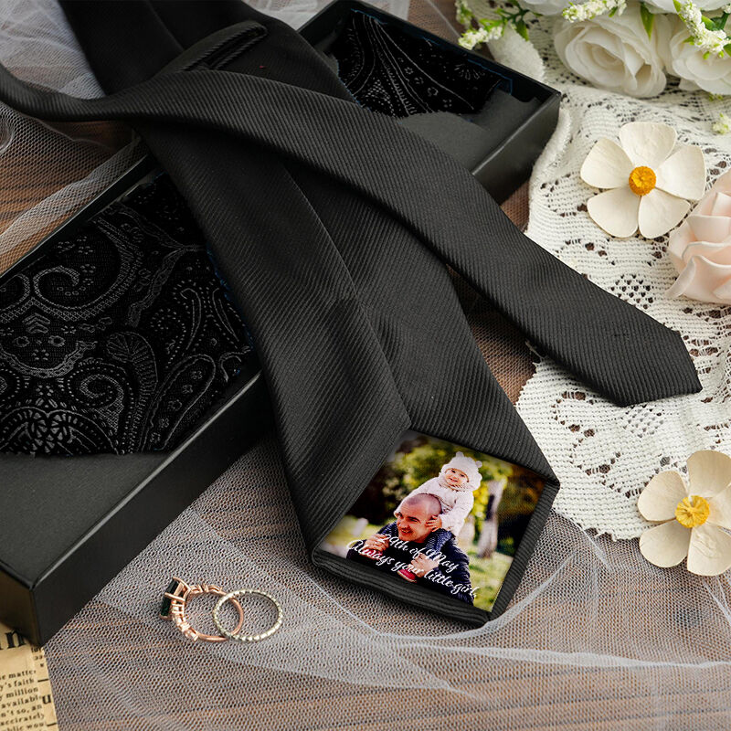 Custom Picture Tie with Custom Text Warm Gift for Your Love