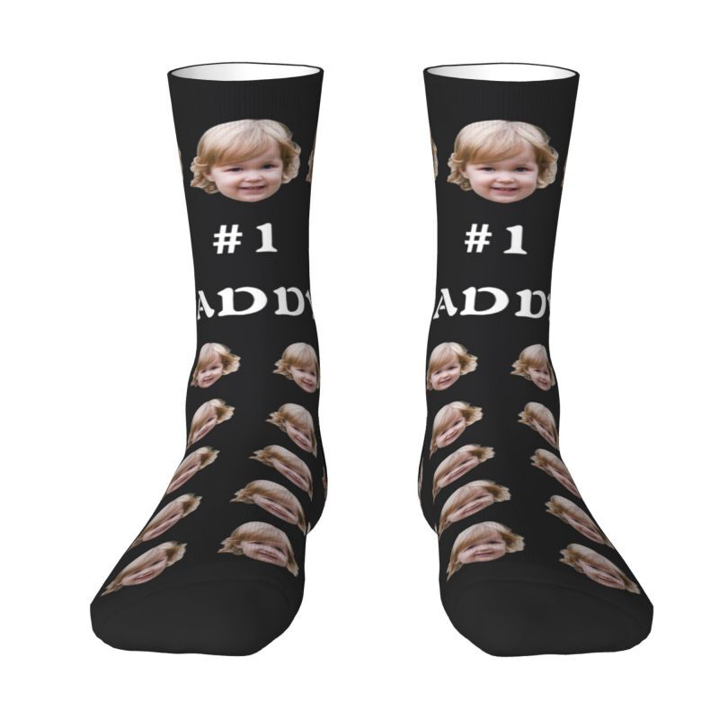 Personalized Face Socks with Child Photos Added as a Father's Day Gift