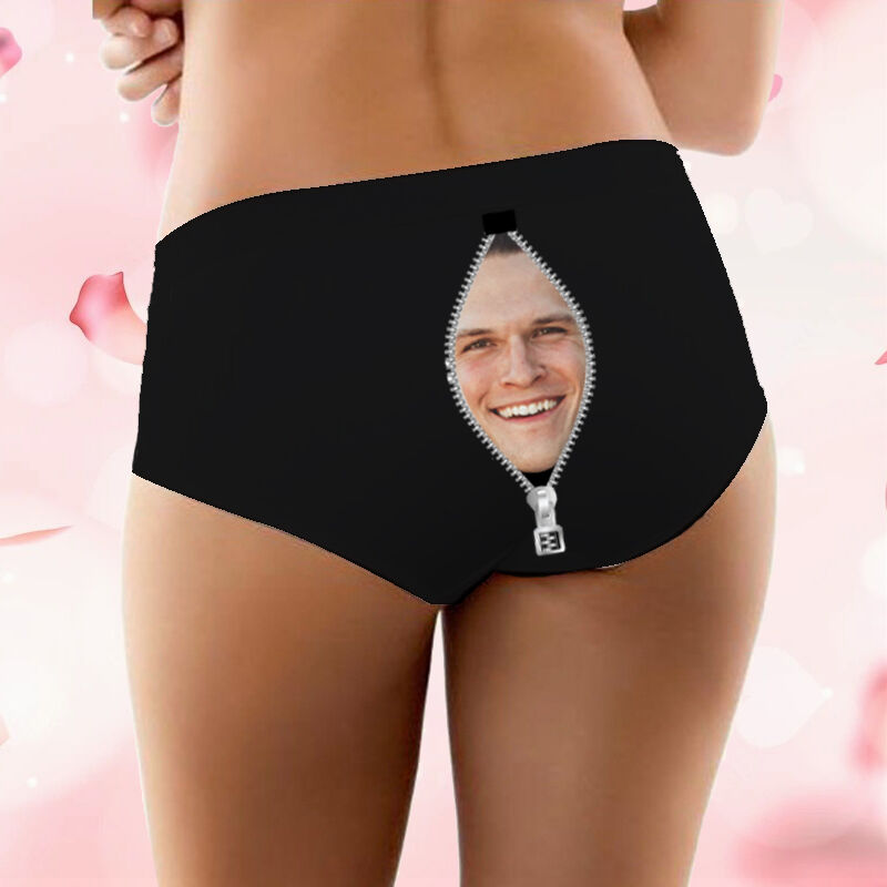 Personalized Photo Women's Underwear with Zipper Shaped Design Perfect Gift for Best Girlfriend
