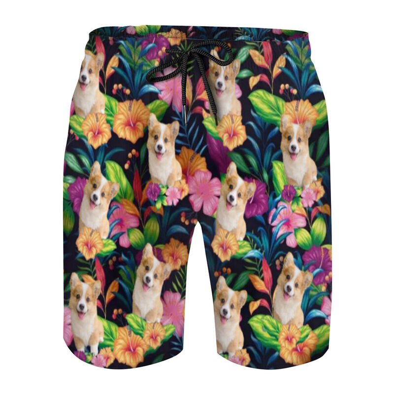 Personalized Picture Men's Beach Shorts with Butterfly Pattern Perfect Gift for Him