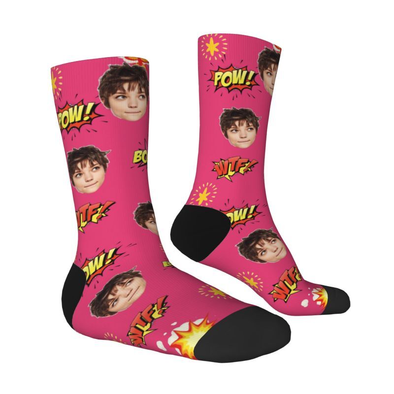 Custom Photo Socks Add Comic Text Comfort Socks