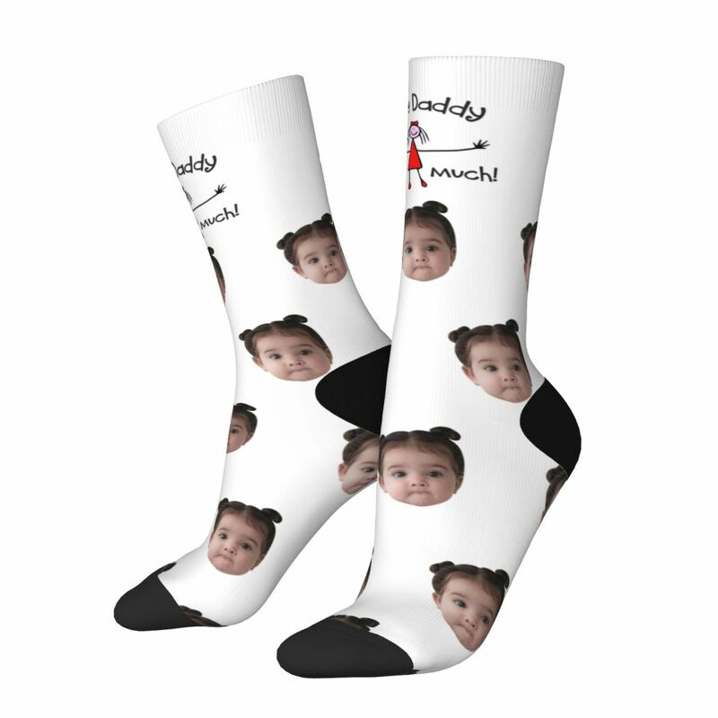 "I LOVE DADDY THIS MUCH" Customized Face Socks Gift from Daughter to Dad