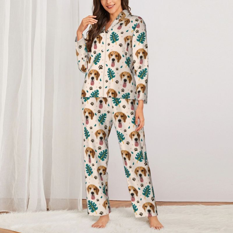 Personalized Pajamas Custom Pet Photo Palm Frond Clean Spring Design Great Gift for Pet Lovers