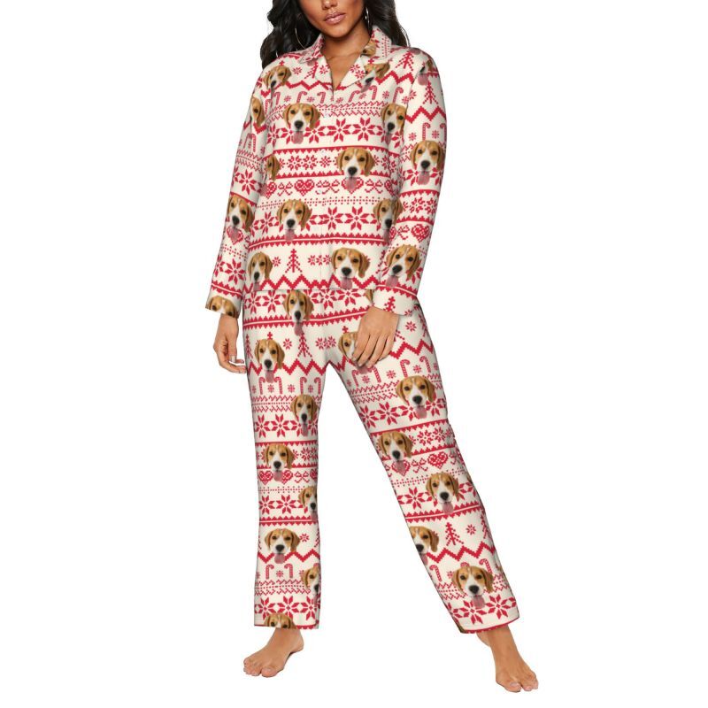 Personalized Pajamas Custom Pet Photo Christmas Mood Pattern Design Perfect Gift for Family