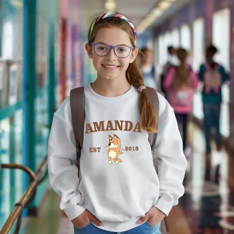 Personalized Children Sweatshirt Customized With Name And Year With Anime Pattern Special Gift For Girls