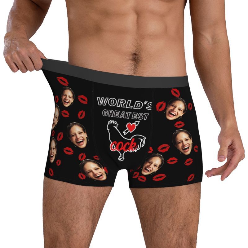 Personalized Photo Men's Underwear Boxer Briefs Creative Gift for Him "World's Greatest Cock"