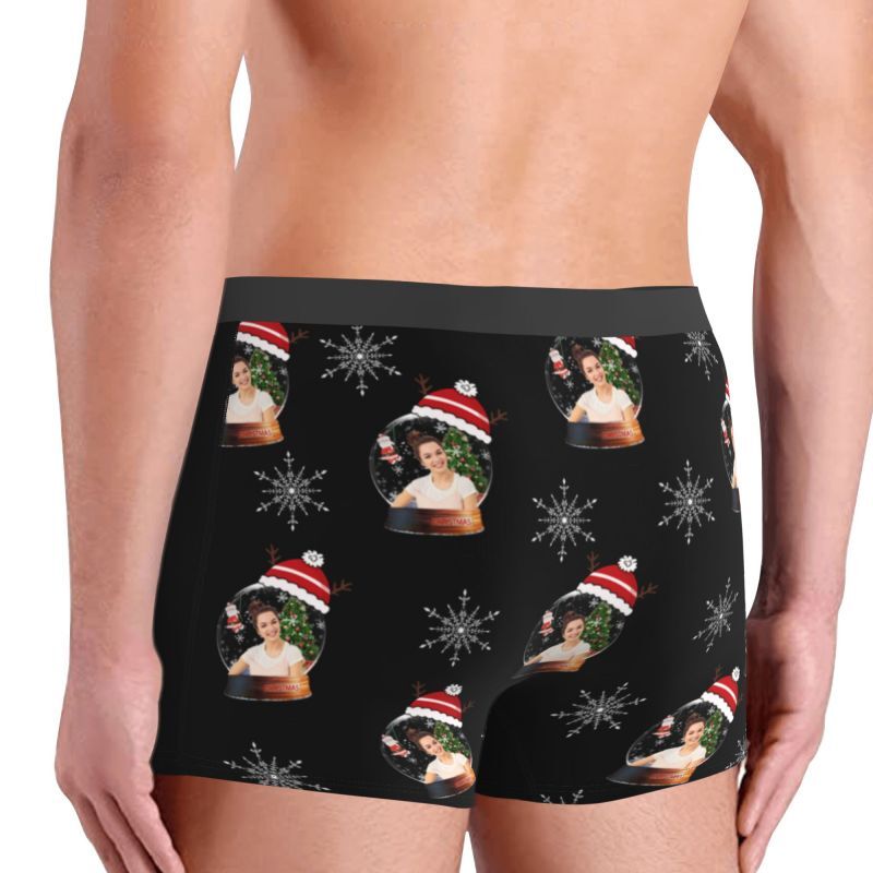 Personalized Photo Men's Underwear Boxer Briefs with Crystal Ball Pattern Exquisite Gift for Christmas