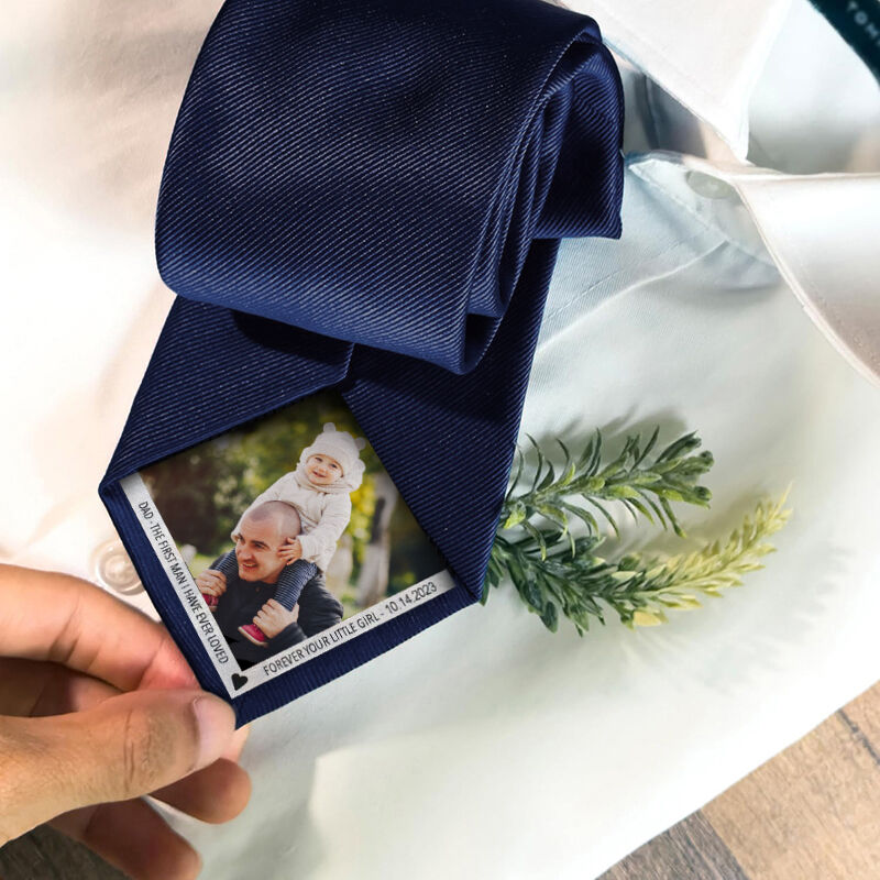 Custom Picture Tie with Custom Date Special Gift for Daddy