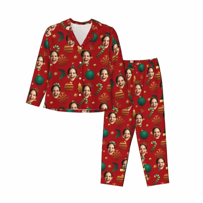 Personalized Pajamas Custom Photo Christmas Decoration Classic Match Color Perfect Gift for Family