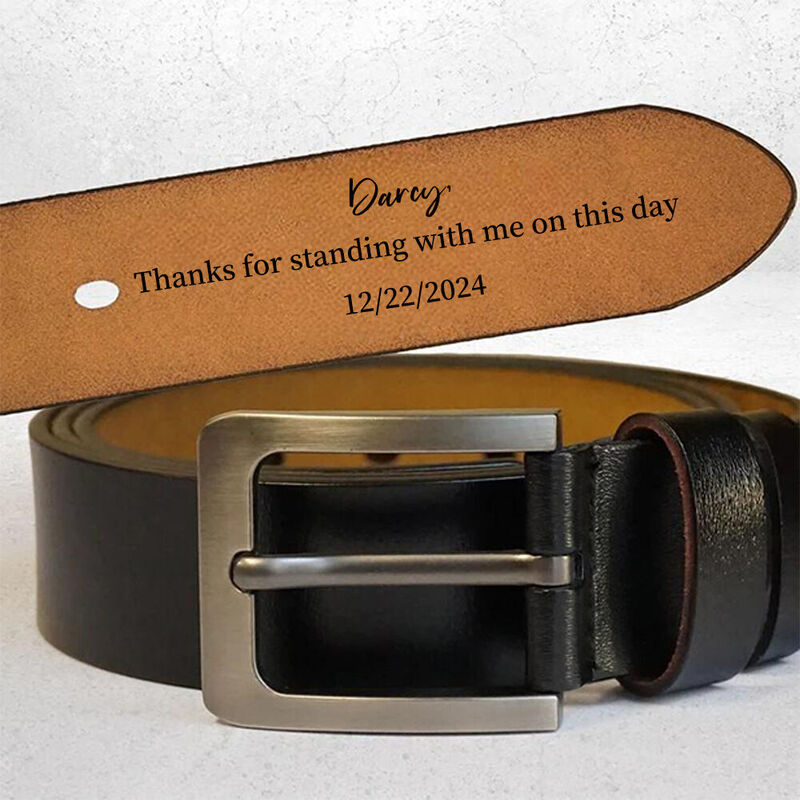 Customized Leather Belt Engraved Men's Leather Belt Wedding Thank You Gift for Groomsmen