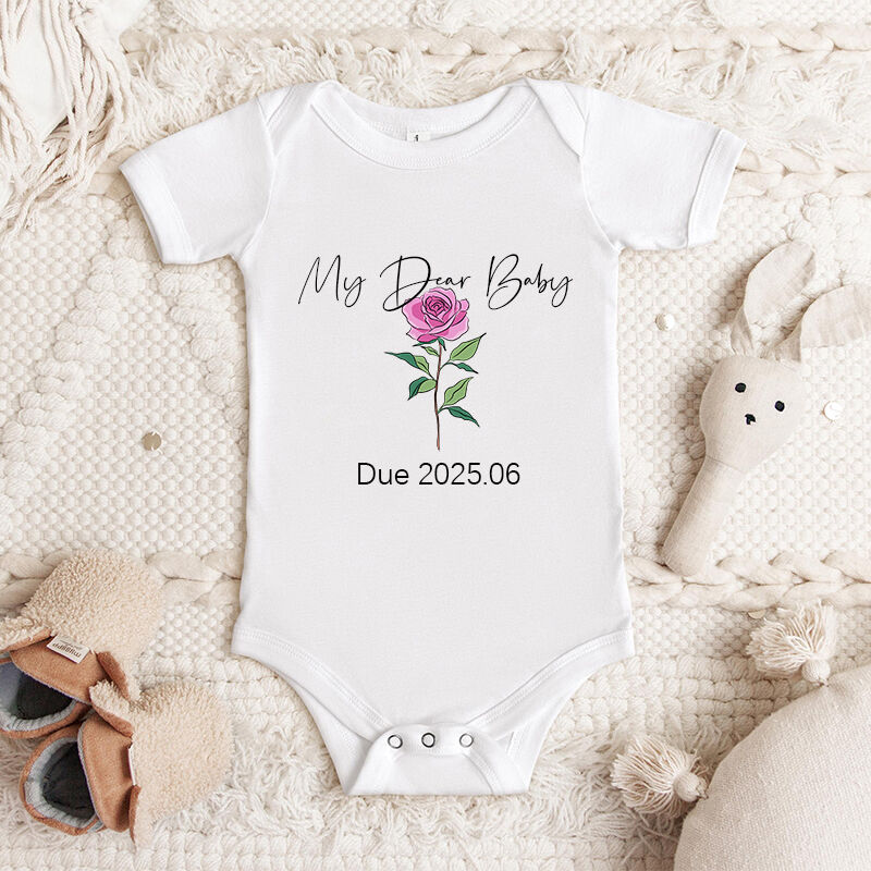 Personalized Baby Onesie Custom Birth Flowers with Due Date Exquisite Baby Shower Gift for New Mom