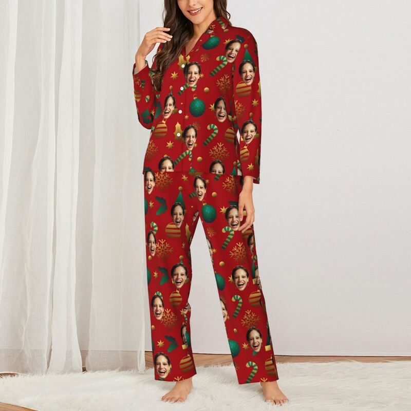 Personalized Pajamas Custom Photo Christmas Decoration Classic Match Color Perfect Gift for Family