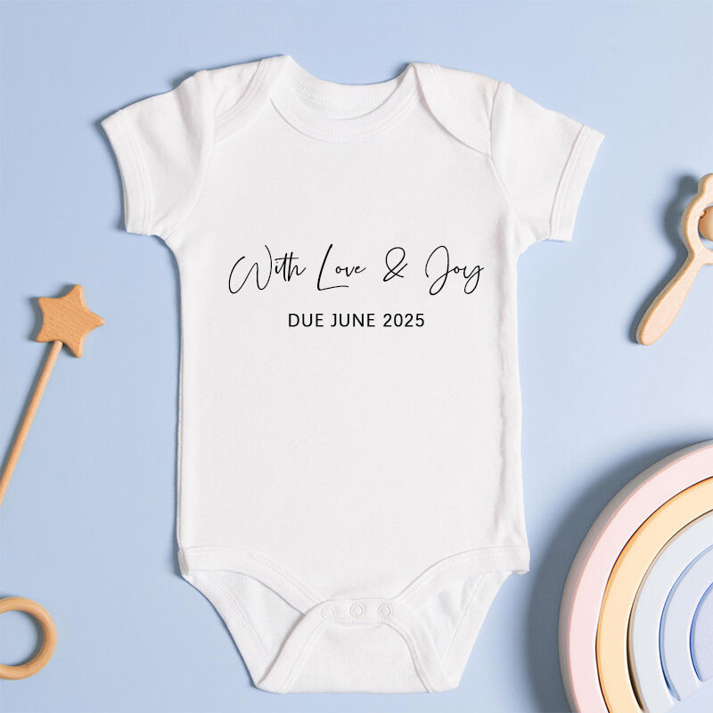 Personalized Baby Onesie Coming Soon Custom Message and Due Date Unique Warm Baby Shower New Mom Gift