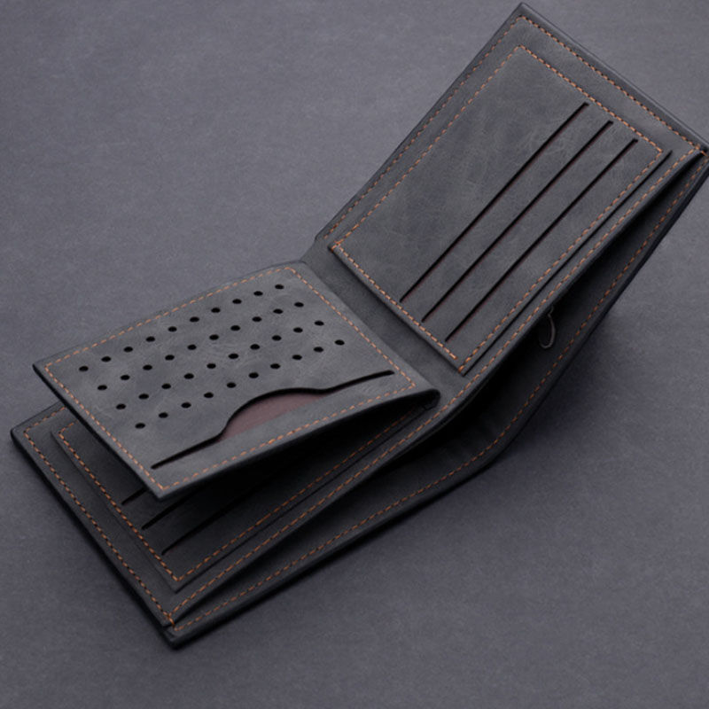 Tri-Fold Black Men's Wallet in Soft Leather-Couple