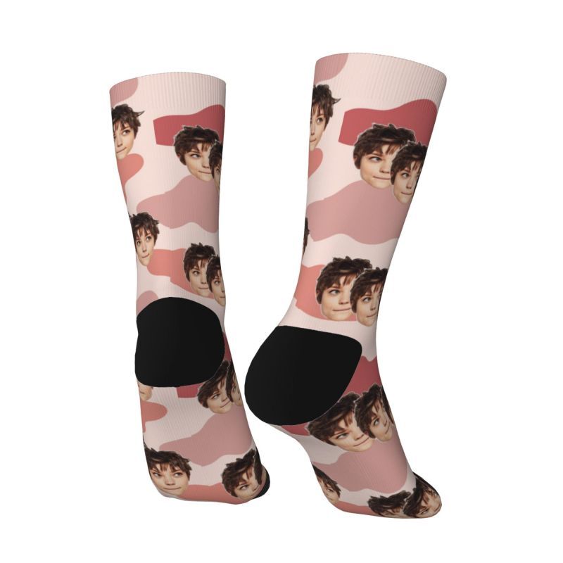 Custom Socks Colorful Cow Pattern Print Funny Three Face Photos