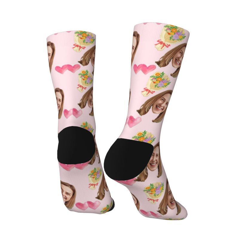 Personalized Face Socks Bouquet Pattern Suitable for Wedding Gift to Wife