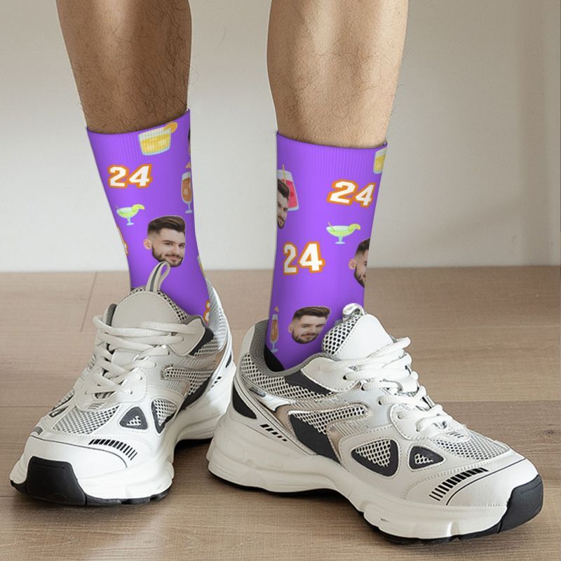 "No.24" Customizable Face Socks 3D Digital Printing for Him