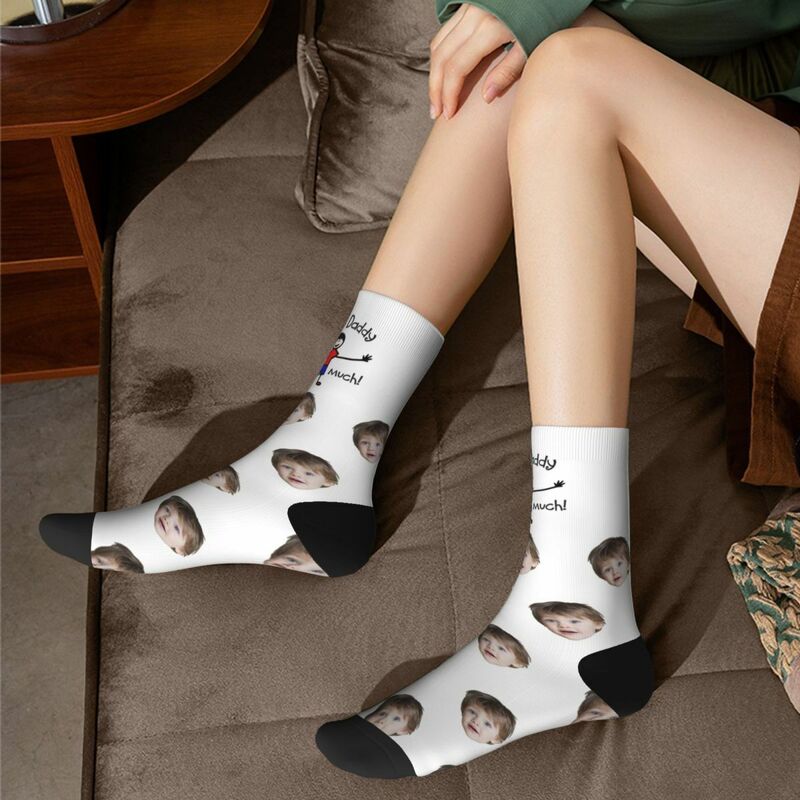 "I LOVE DADDY THIS MUCH" Customized Face Socks Gift from Son to Dad