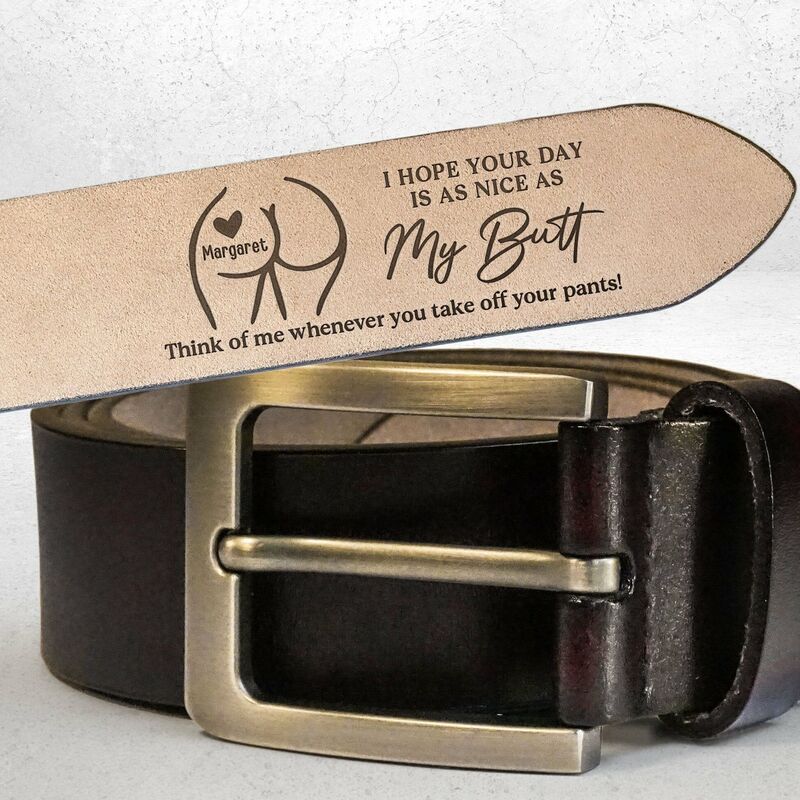 Personalized Engraved Leather Belt Add Name Funny Butt Unique Gift for Husband