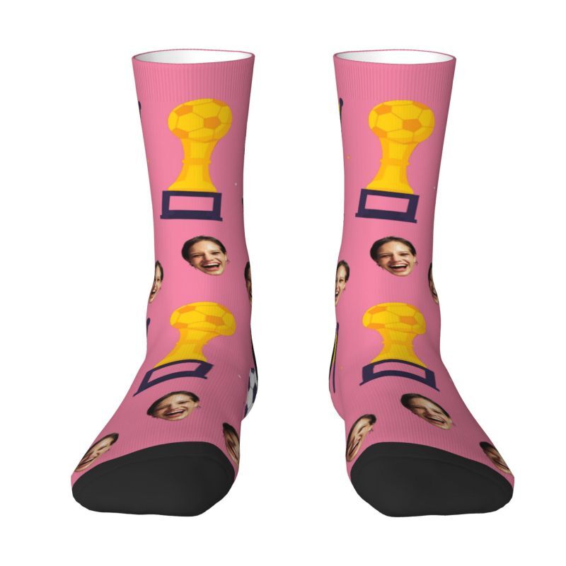 Custom Face Socks with Football Pattern Can Add Photos for Friends