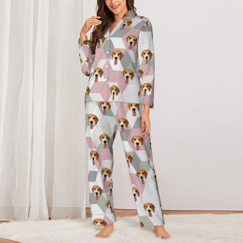 Personalized Pajamas Custom Pet Photo Simple and Elegant Geometric Pattern Design Gift for Her