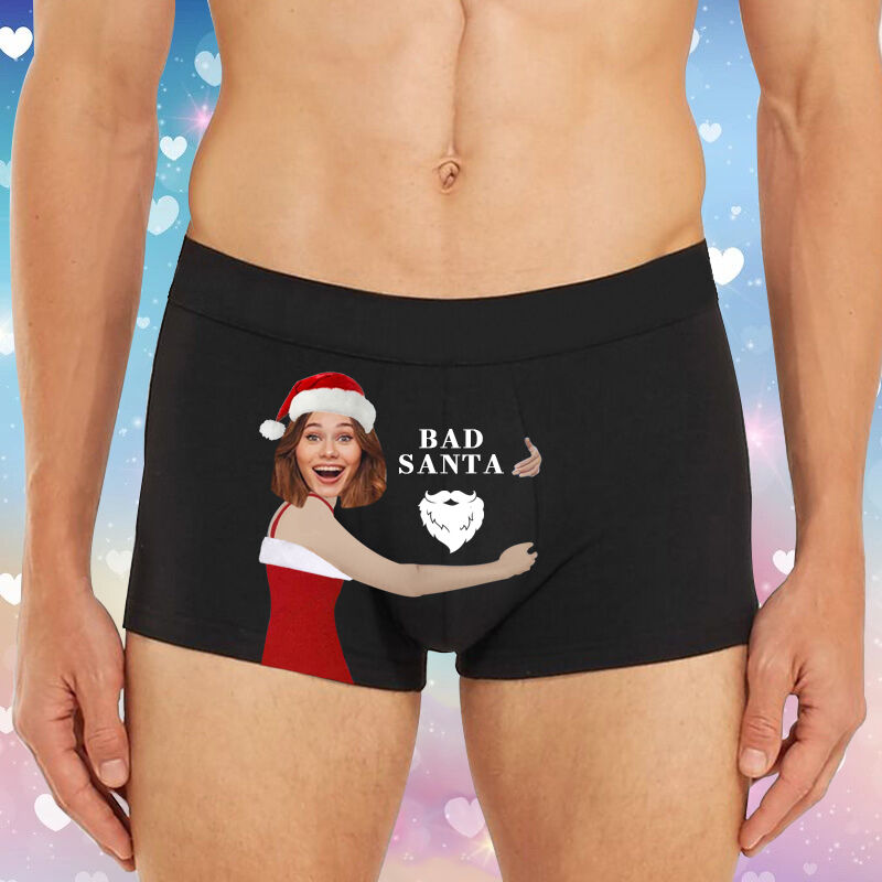 Personalized Picture Men's Underwear Boxer Briefs Interesting Christmas Gift "Bad Santa"