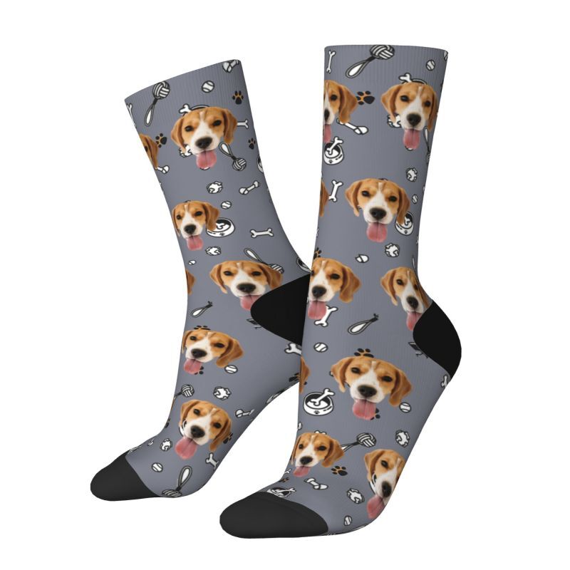 Customized Face Socks Pet Paw and Toy Print Gifts for Pet Lovers