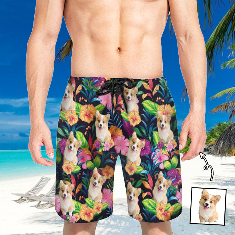 Personalized Picture Men's Beach Shorts with Butterfly Pattern Perfect Gift for Him