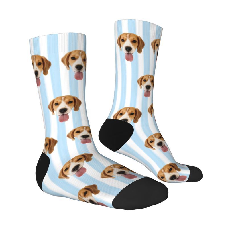Personalized Striped Face Socks with Pet Photos Added Great Gift for Pet Lovers