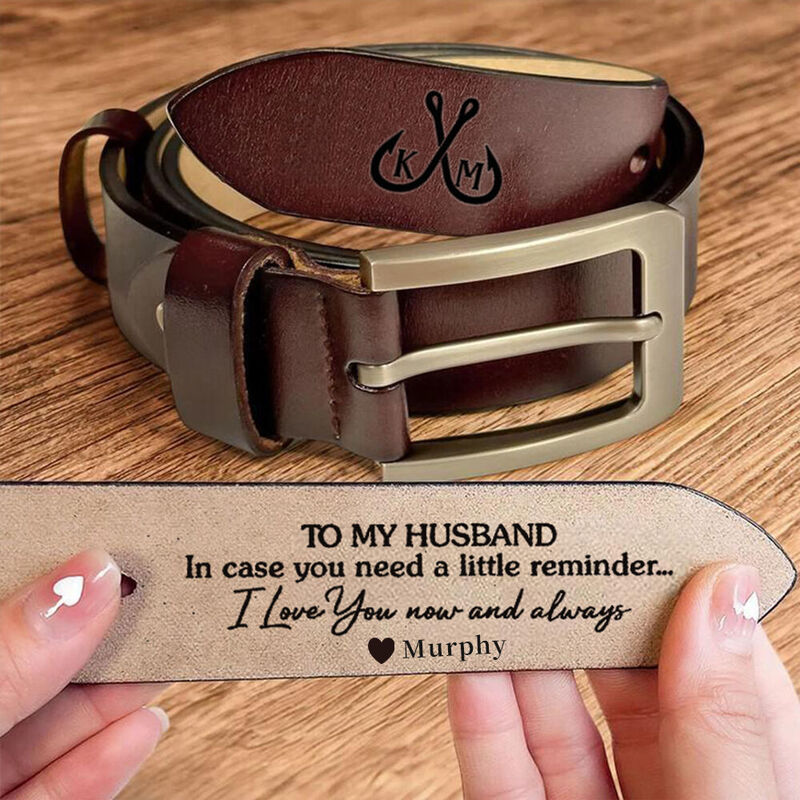 Custom Handmade Belts Men Engraved Belt Add 2 Letters Gift for Husband